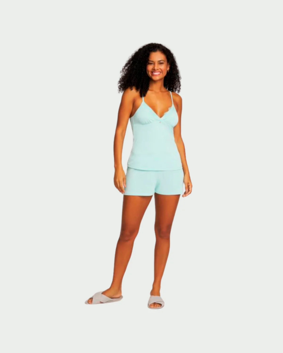 Recco shortdoll de microfibra com renda 14231 — VERDE NORONHA (foto 1)