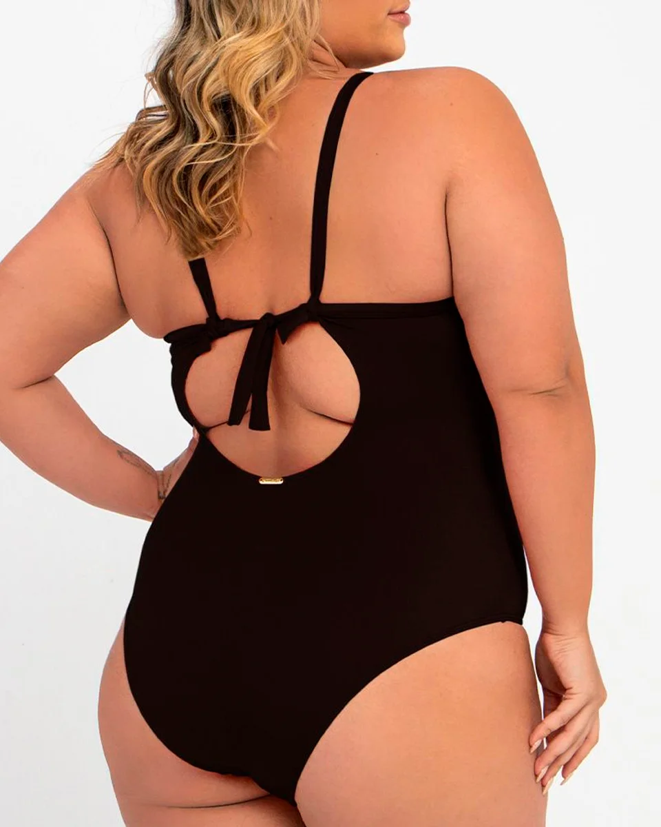 Banho de mar maio plus com bojo e no liso — PRETO (foto 2)
