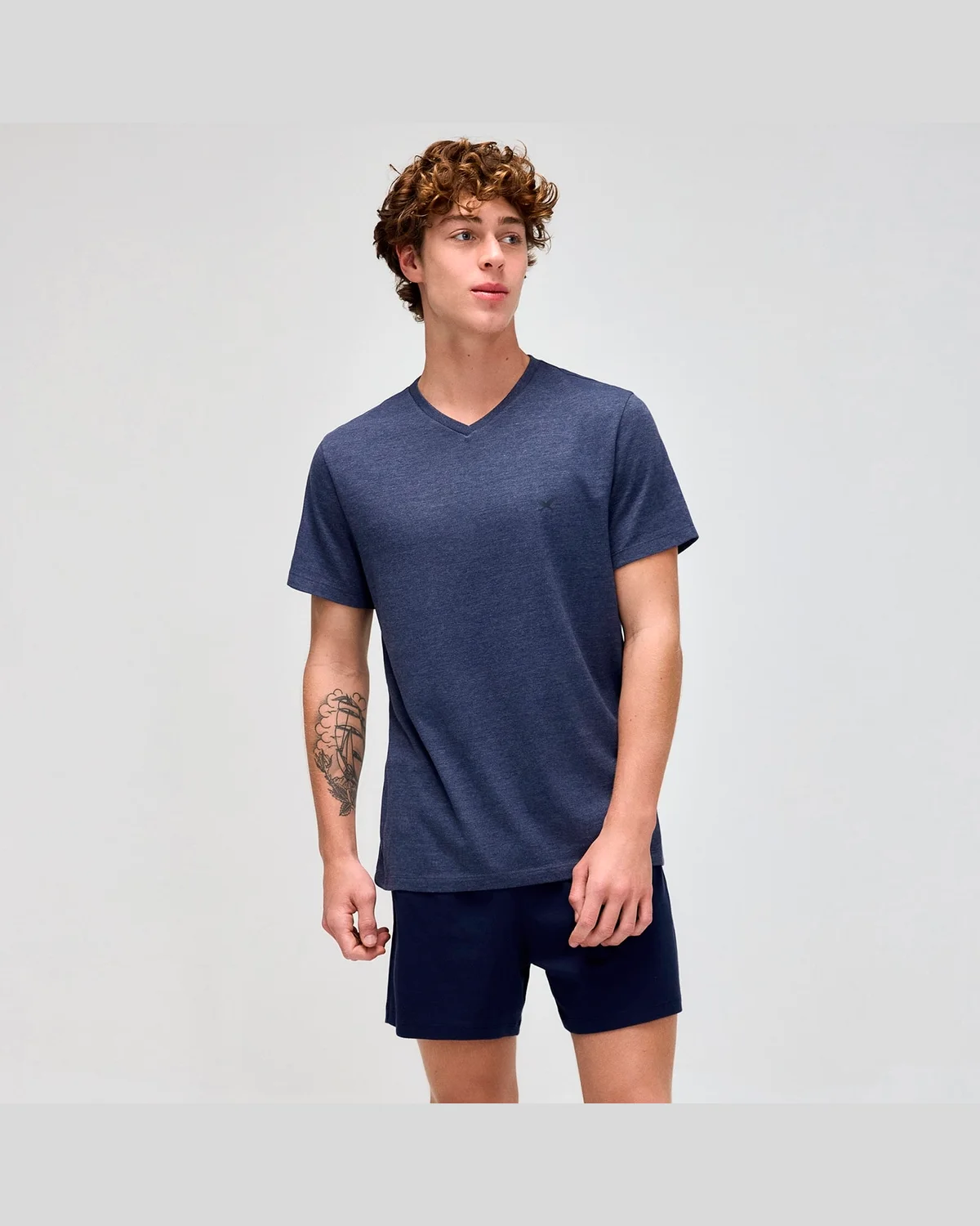 Hering pijama masculino curto em malha 7613 — AZUL (foto 1)