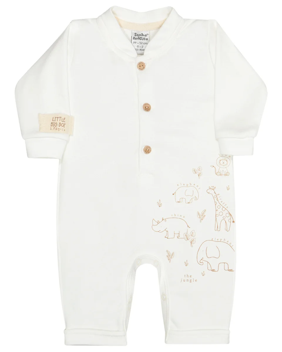 Sonho magico macacao longo suedine comfort safari — OFF WHITE (foto 1)