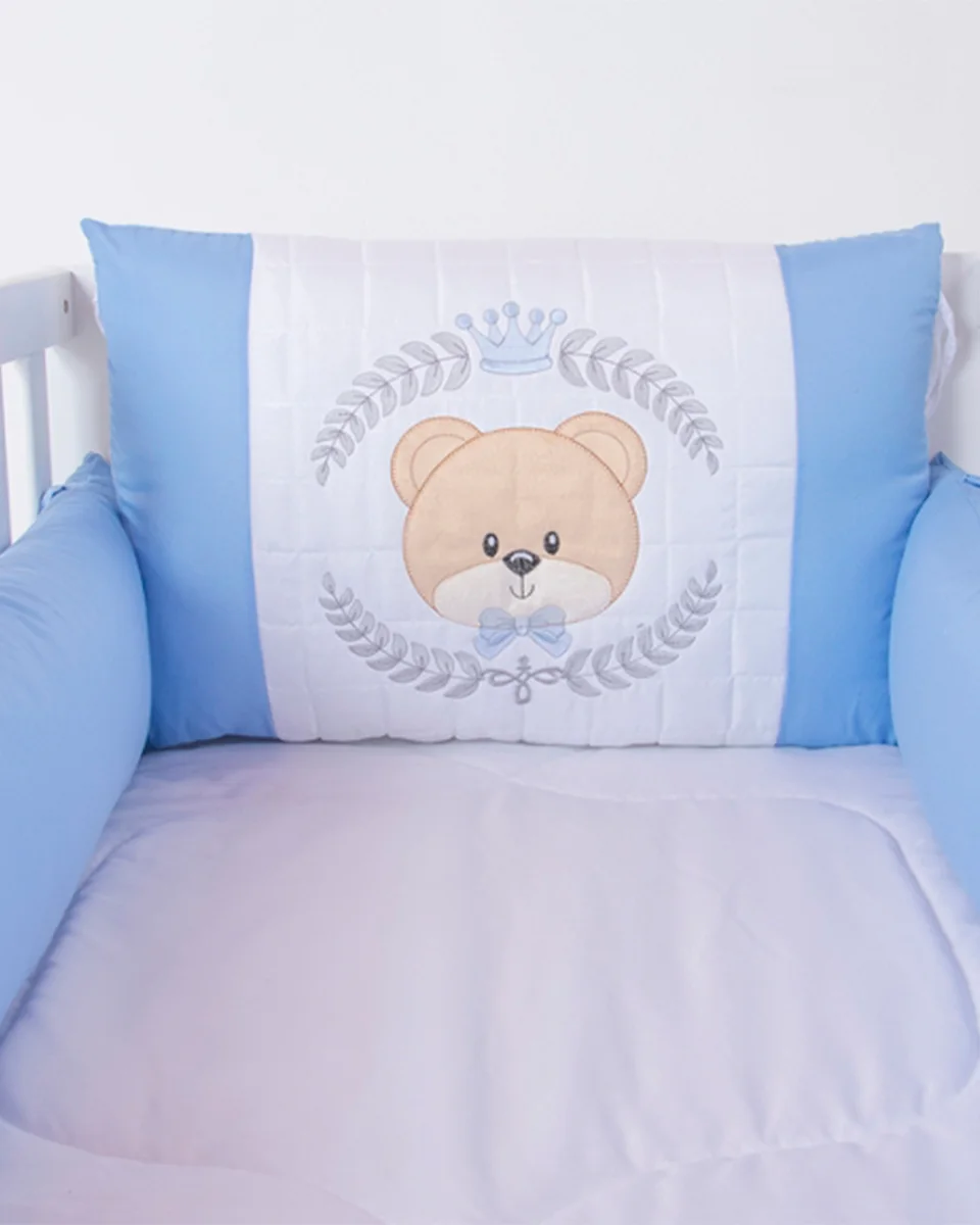 Tiquinho baby kit berco capricho ursinho real com tranca — BRANCO/AZUL (foto 1)