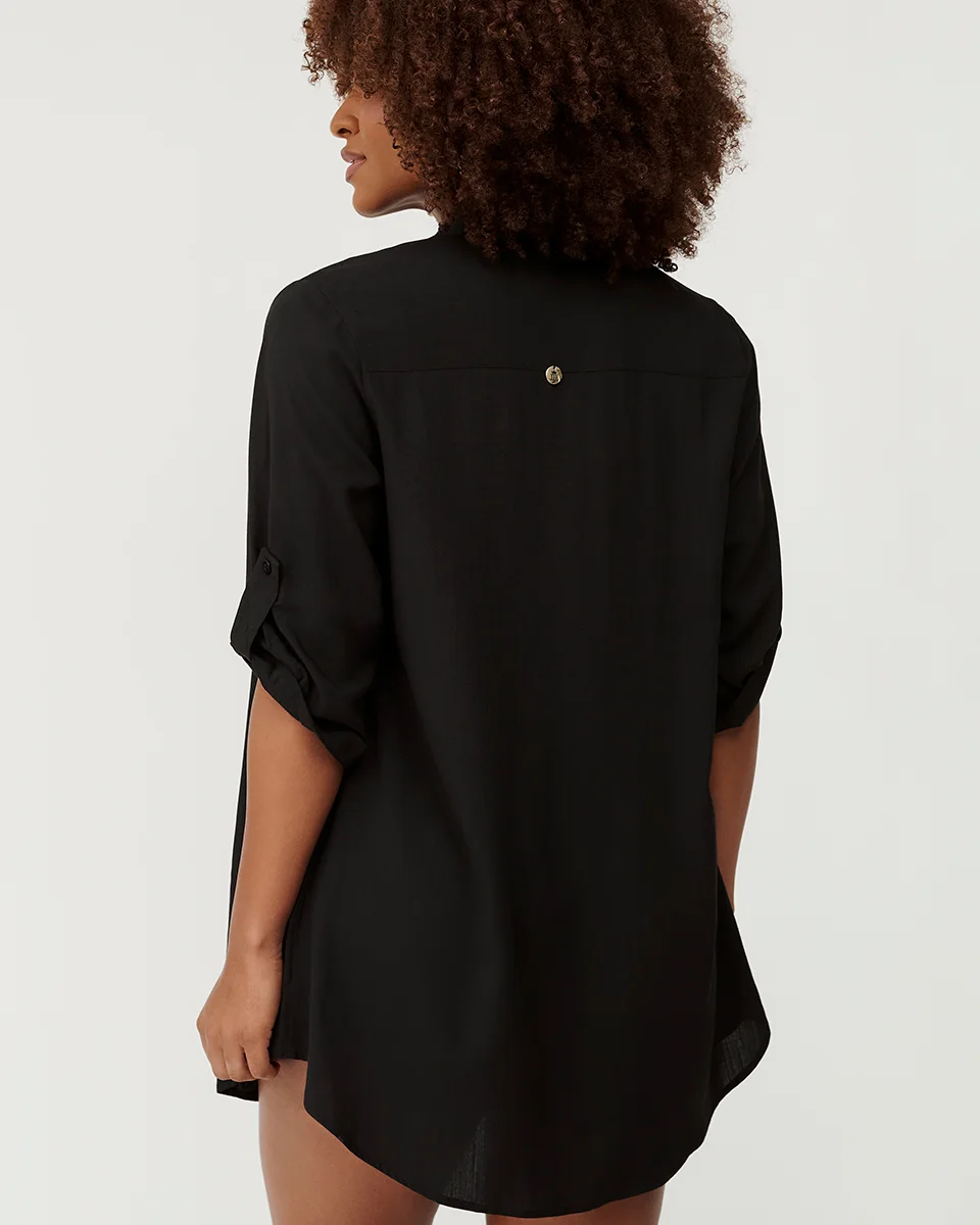 Belles beachwear chemise curta preta reflexo — PRETO (foto 2)