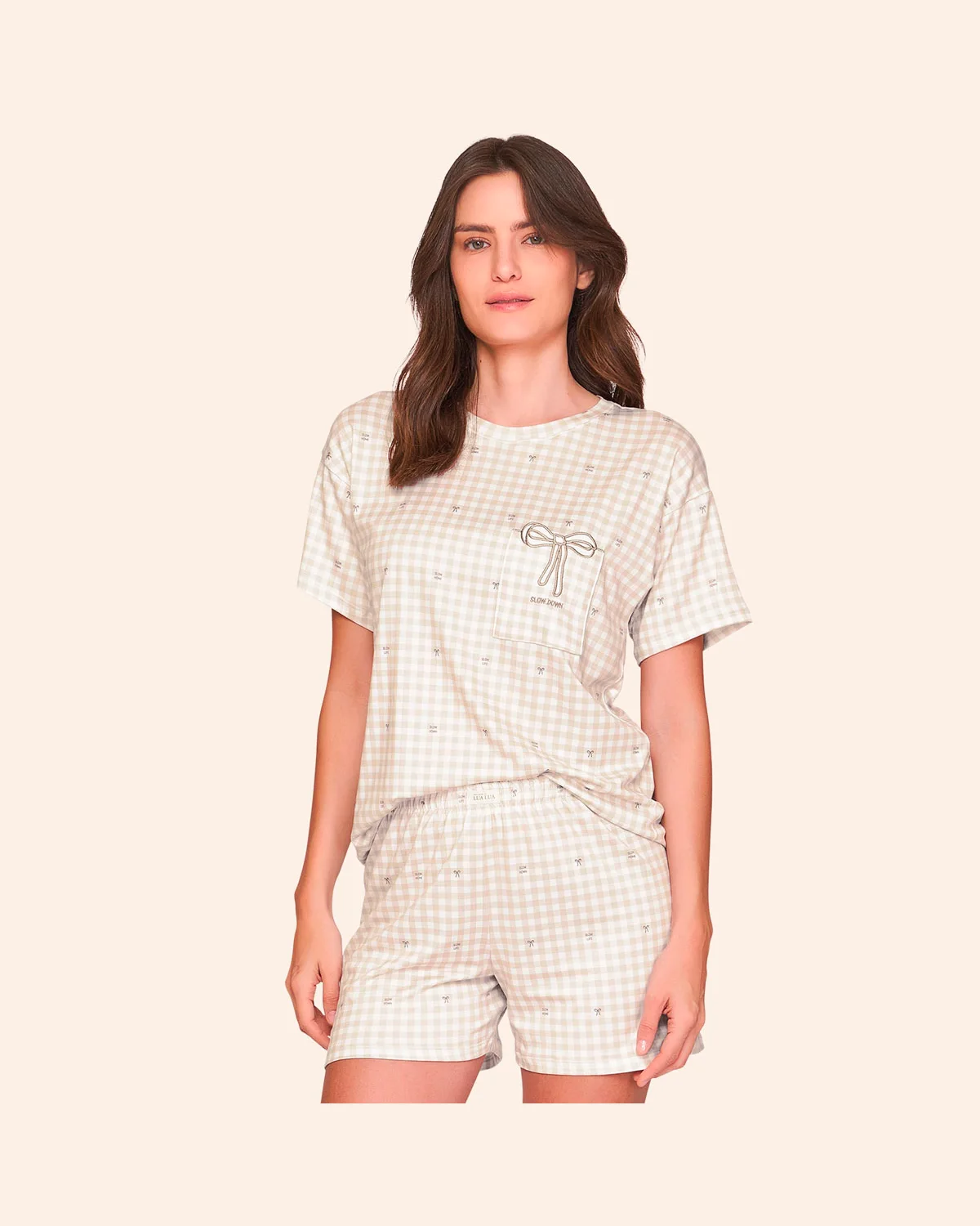 Lua luá pijama curto slow down — OFF WHITE/BEGE (foto 1)