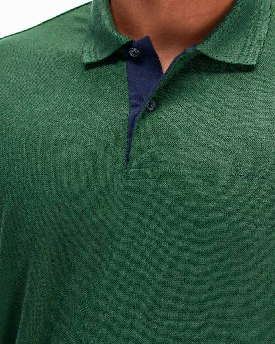 Ogochi camisa polo manga curta slim casual piquet nw — VERDE 0166 (foto 3)