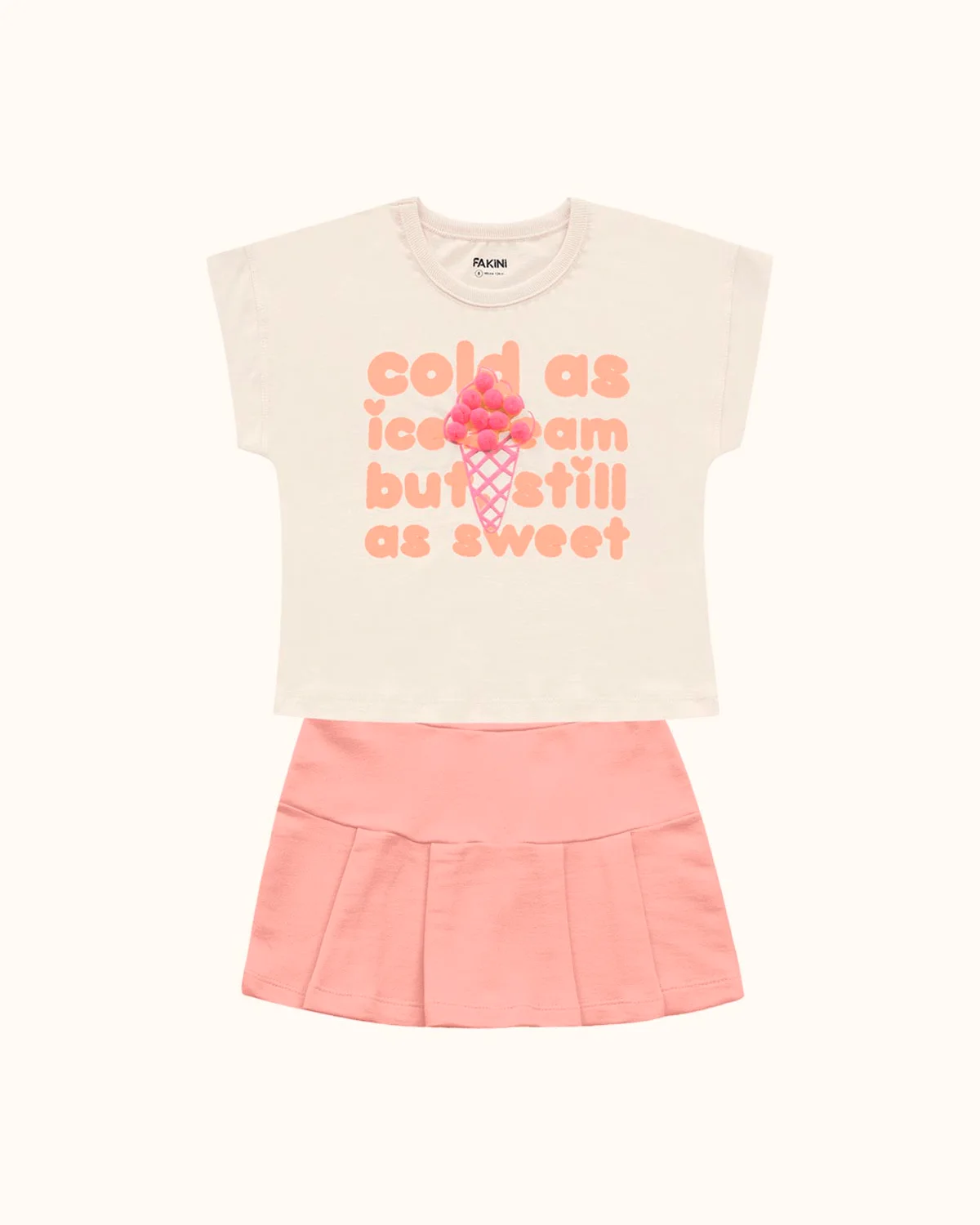 Fakini conjunto blusa e short saia 10.25.03198 — BAUNILHA/ROSA (foto 1)