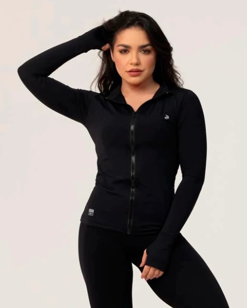 Radar casaco uv com ziper feminino — PRETO (foto 1)
