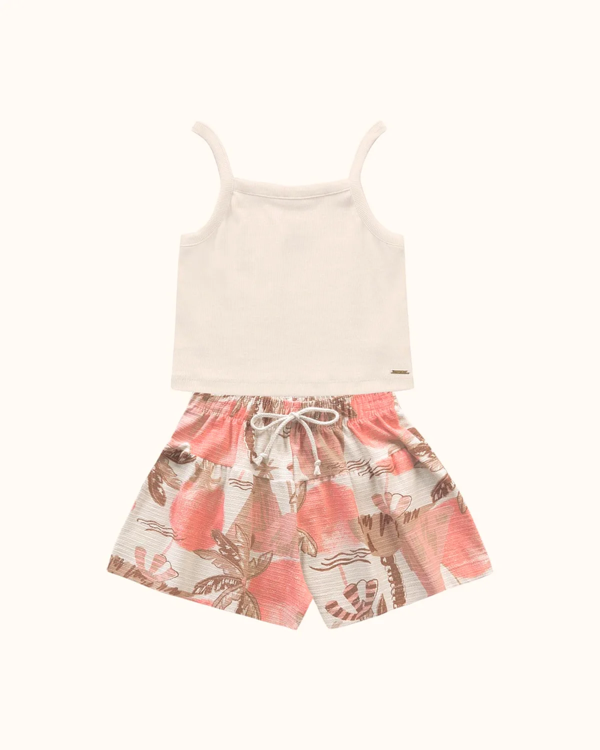 Fakini conjunto regata e short em malha feminino 10.25.03182 — BAUNILHA/MARROM (foto 1)