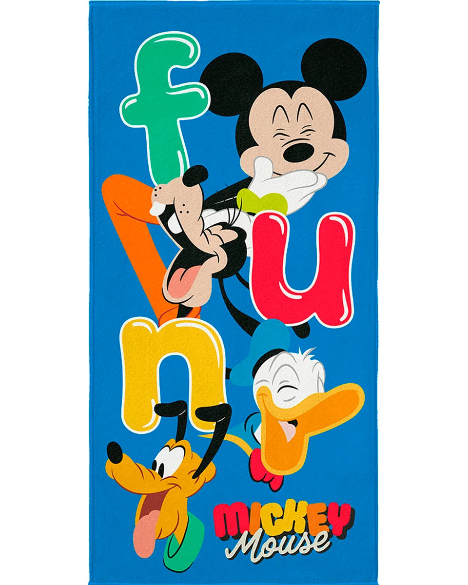 Lepper toalha aveludada estampada infantil — MICKEY FUN AZUL (foto 1)