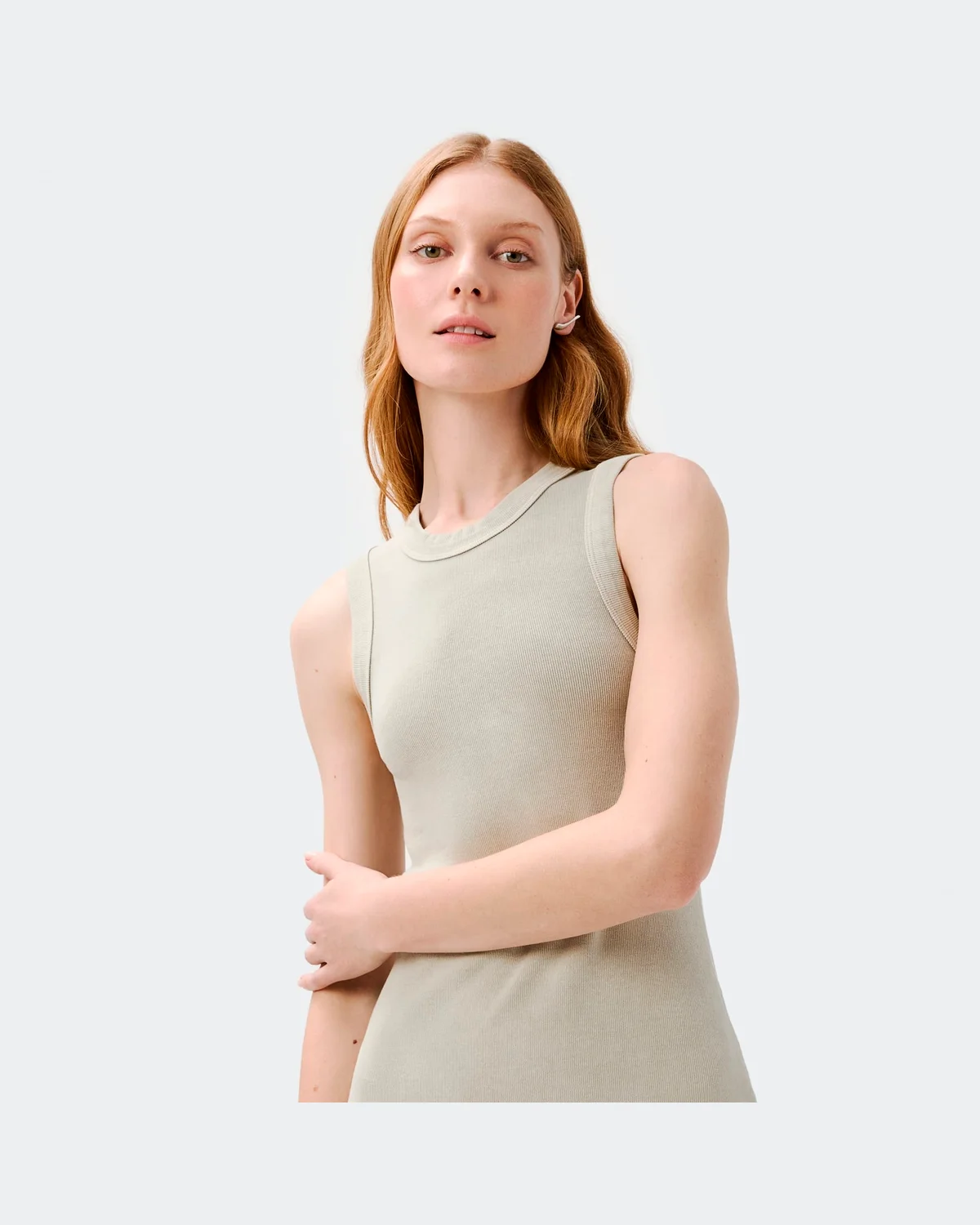 Hering vestido midi em ribana estonada 0bd9 — BEGE (foto 3)