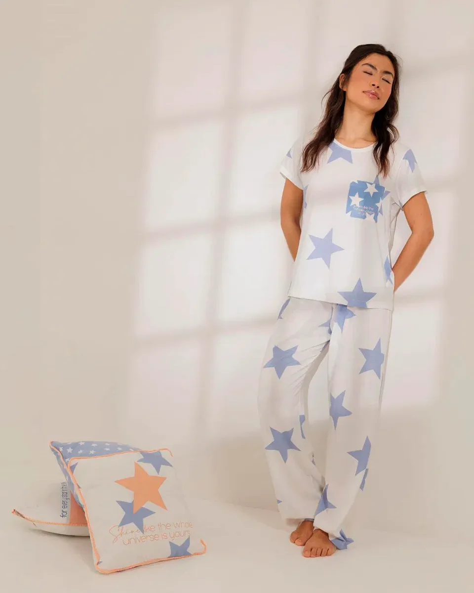 Cor com amor pijama manga curta 2010277 — OFF/AZUL (foto 1)