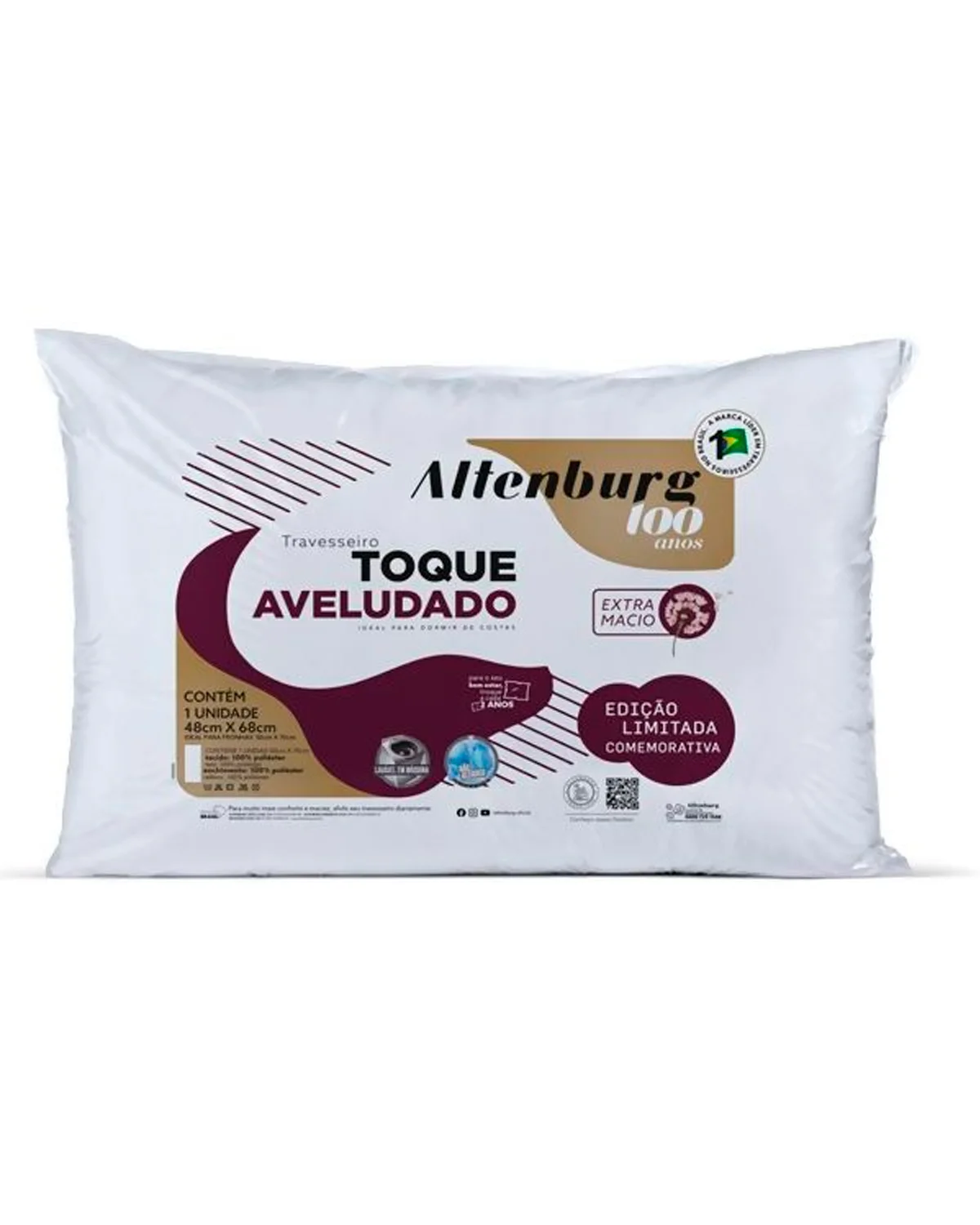 Altenburg travesseiro toque aveludado 100 anos — BRANCO (foto 1)