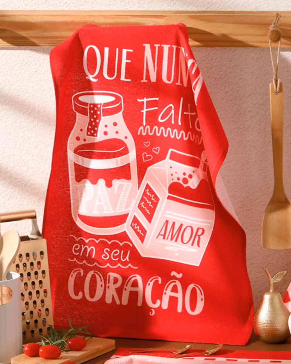 Dohler pano de copa felpudo prata estampado — QUE NUNCA FALTE AMOR (foto 1)