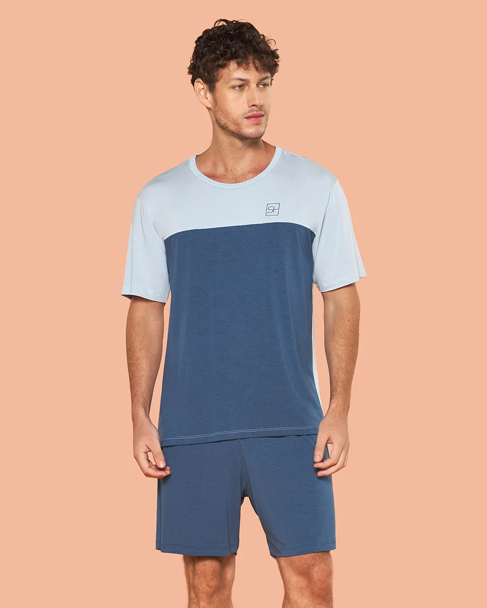 Sensare pijama curto amar masculino adulto 130445 — AZUL STONE (foto 1)