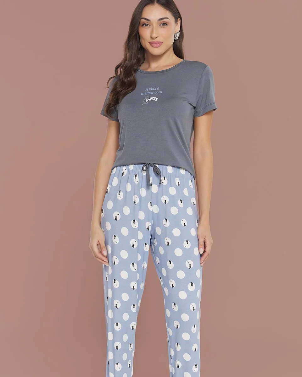 Sensare cat poa pijama longo fem adu 140118 — CHUMBO/ESTAMPADO (foto 1)