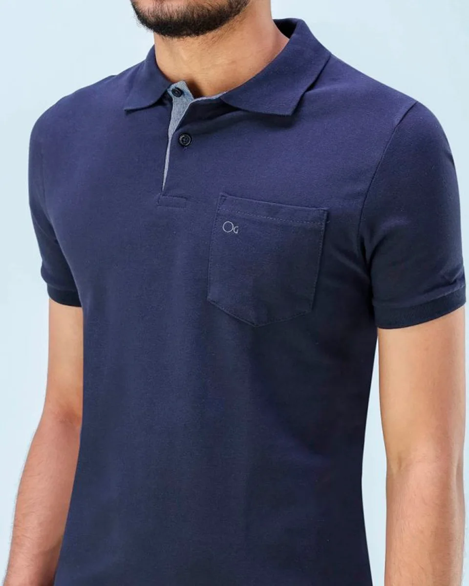 Ogochi polo mc essencial slim com bolso — AZUL MARINHO (foto 1)