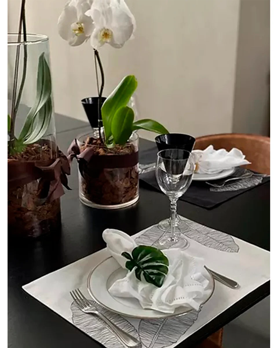 Auguri casa jogo americano flora kit2 — PRETO (foto 2)