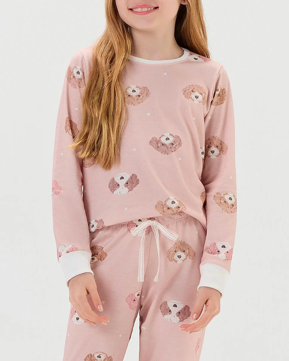Cor com amor pijama infantil manga longa com calca 2050194 — ROSA (foto 3)