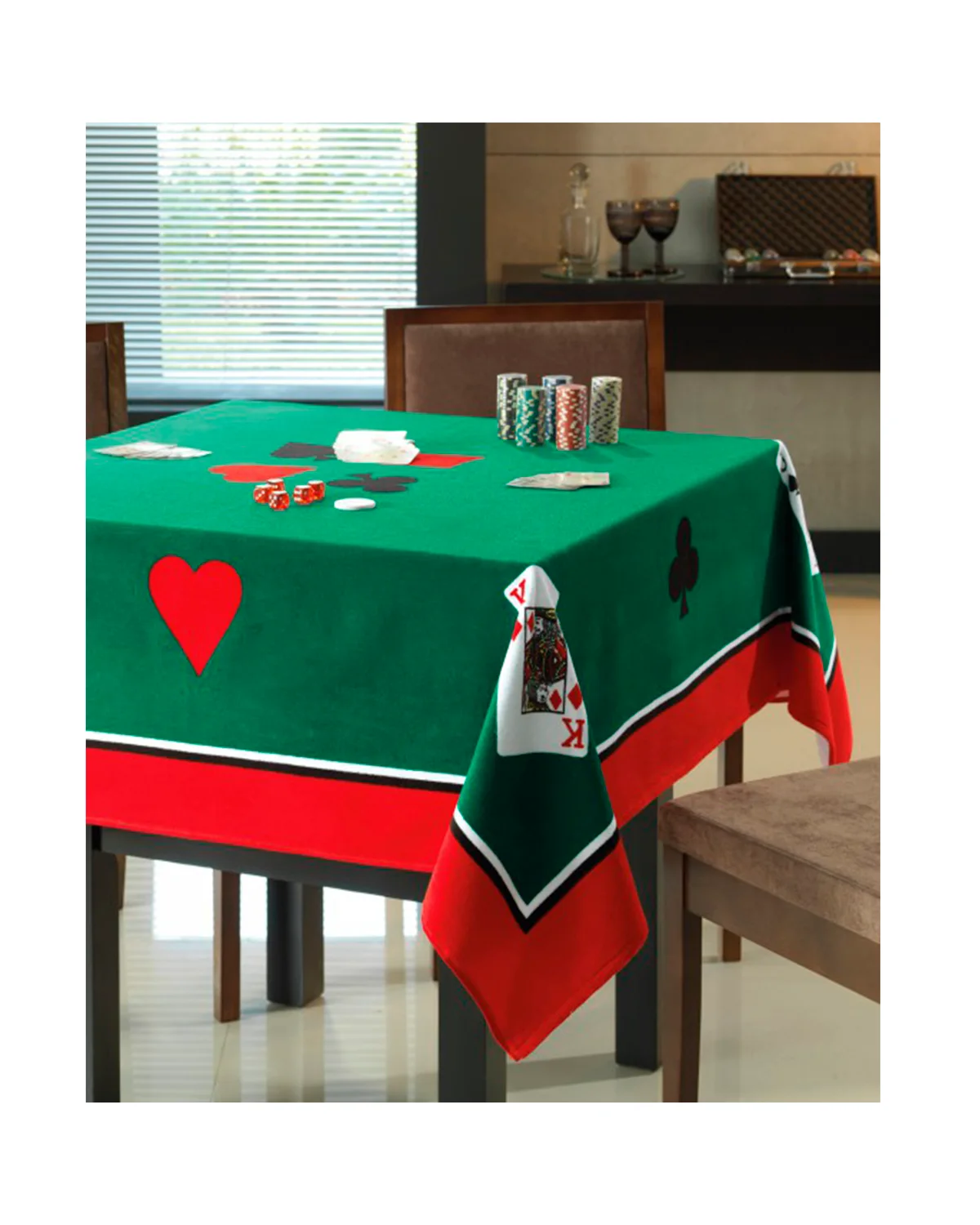 Dohler toalha p/mesa de jogos felpa velour estampado — CARTAS (foto 1)