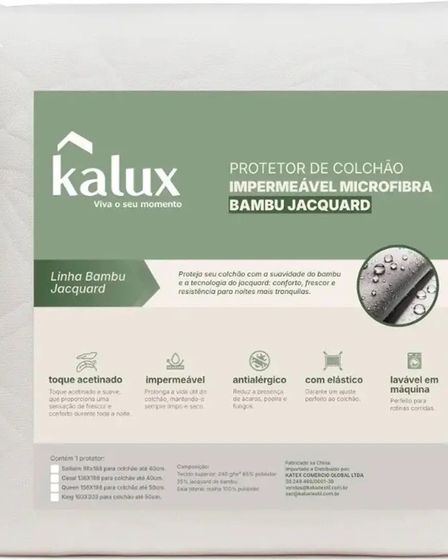 Kalux protetor colchao bambu jacquard impermeavel — BRANCO (foto 1)