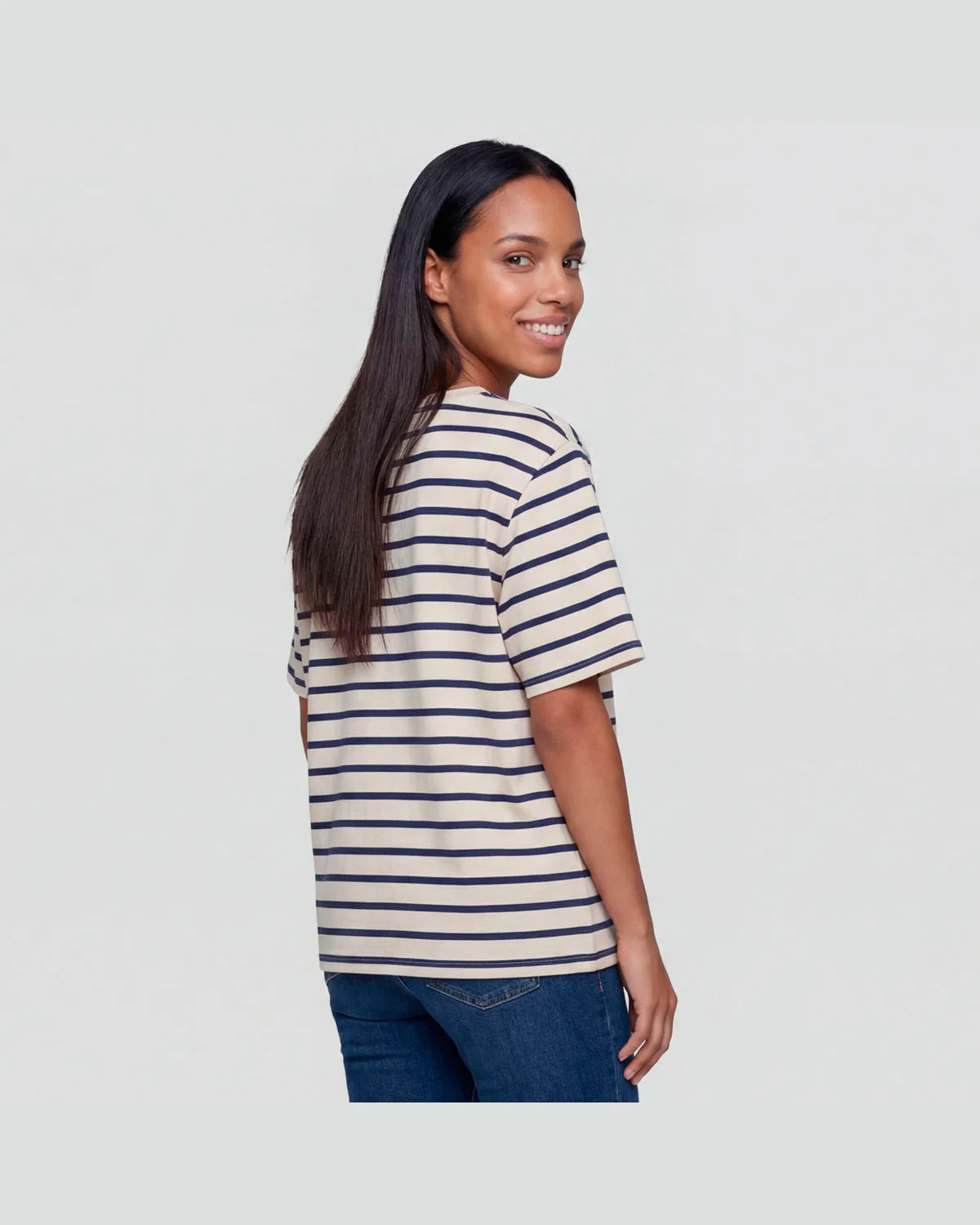 Hering camiseta feminina meia manga 4hc1 — CRU/AZUL MARINHO (foto 2)