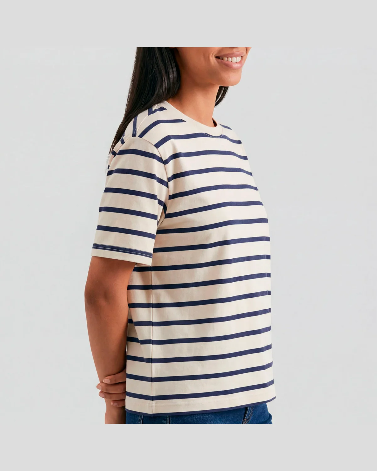 Hering camiseta feminina meia manga 4hc1 — CRU/AZUL MARINHO (foto 3)