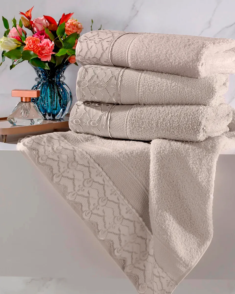 Buettner toalha melody com renda elen – rosto — FENDI (foto 4)