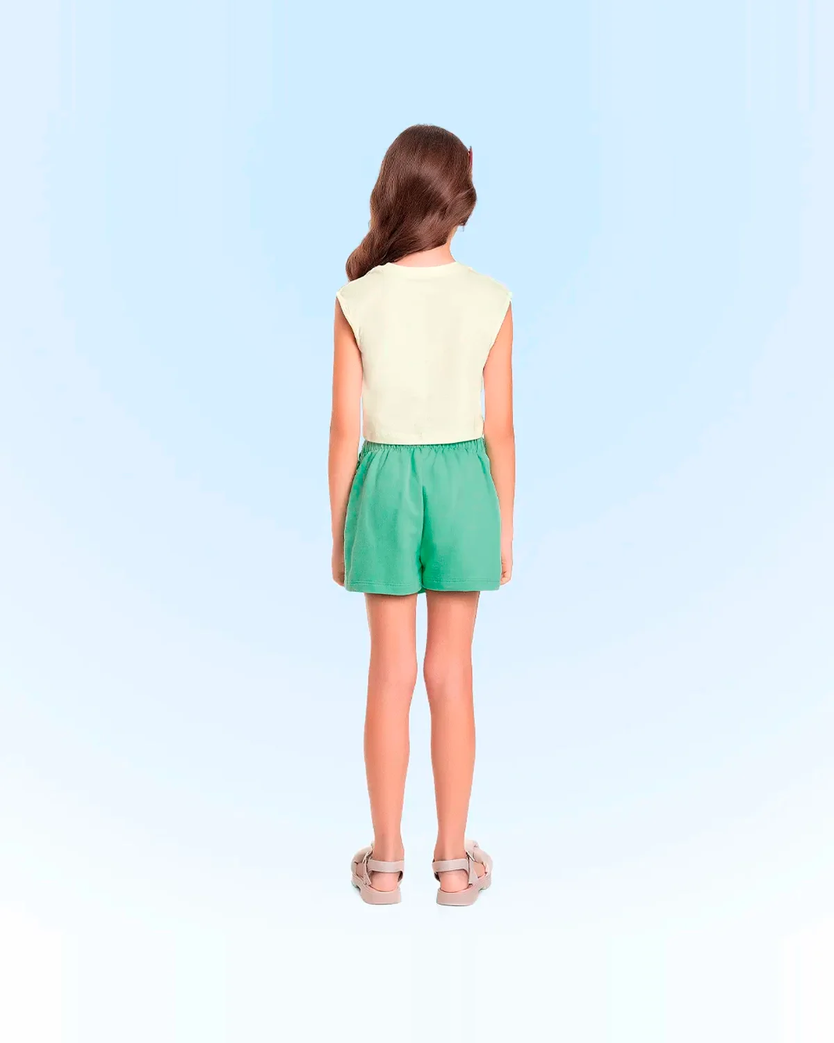 Fakini conjunto blusa e short saia em malha 10.24.02300 — MARFIM/VERDE (foto 2)