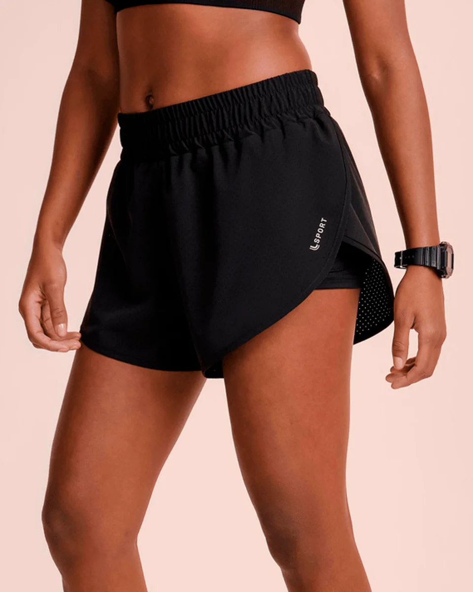 Lupo short lsport af duplo running 77261-002 — PRETO (foto 1)