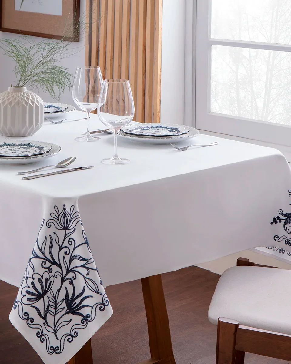 Jolitex toalha de mesa holanda linha atelie — BRANCO/AZUL (foto 1)