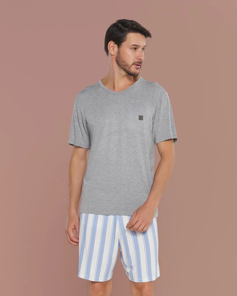 Sensare pijama curto masc adulto 130022 — MESCLA/ESTAMPADO (foto 1)