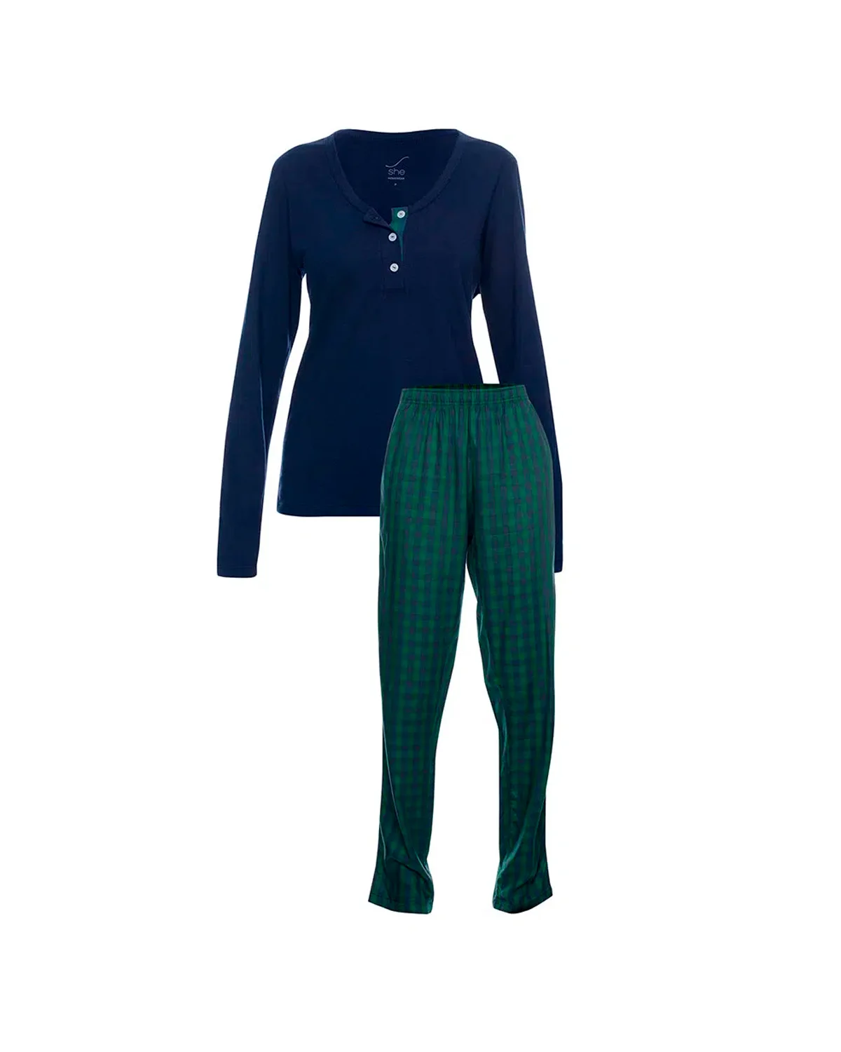 She pijama blusa ml e calca longa 870.08 — VERDE MEDIO (foto 3)