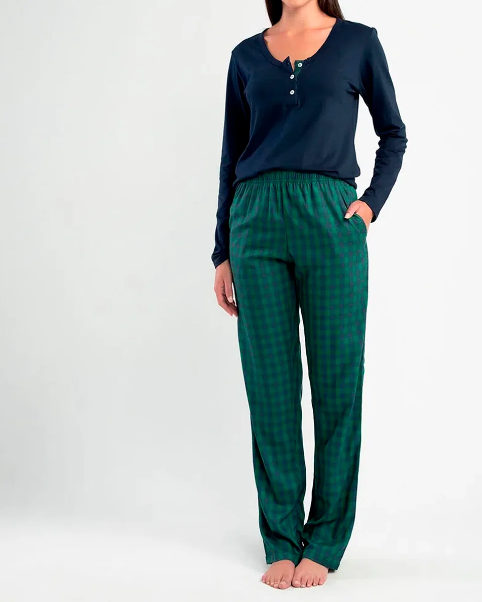 She pijama blusa ml e calca longa 870.08 — VERDE MEDIO (foto 1)
