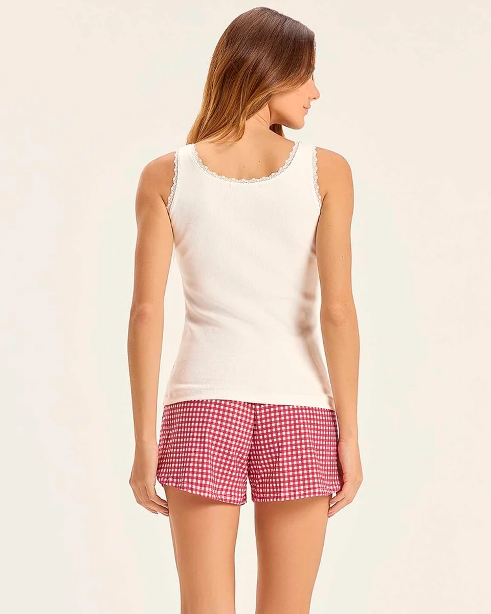 Cor com amor pijama feminino regata com shorts 2011356 — OFF/VERMELHO (foto 3)