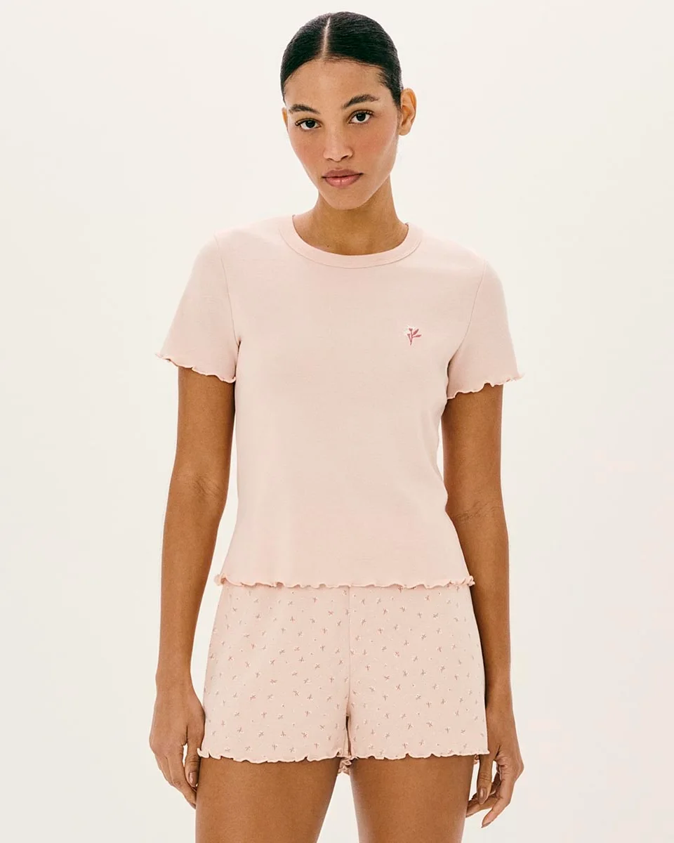 Hering pijama curto feminino estampado com frufru 7cwq (foto 2)