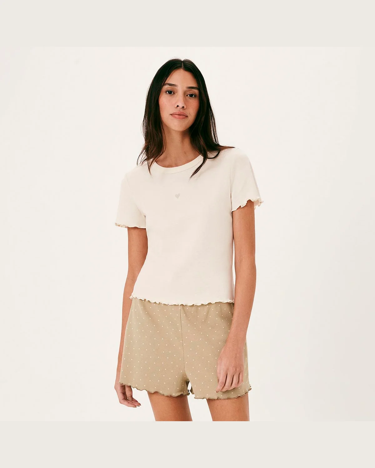 Hering pijama curto feminino estampado com frufru 7cwq (foto 3)