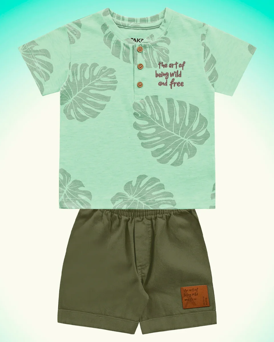 Fakini conjunto camiseta em meia malha e bermuda em sarja masculino 10.23.03067 (foto 2)