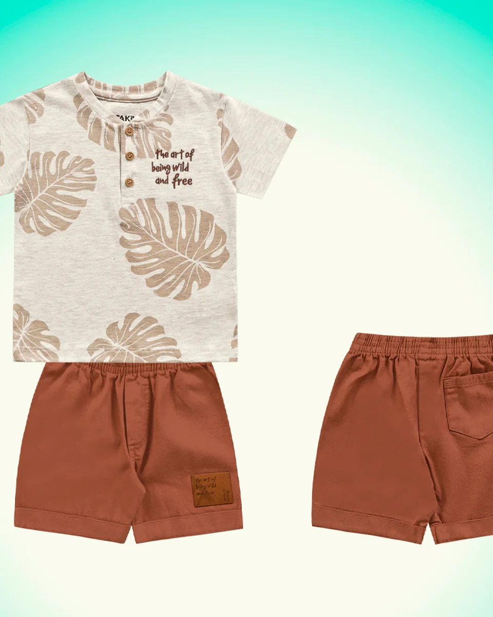 Fakini conjunto camiseta em meia malha e bermuda em sarja masculino 10.23.03067 (foto 1)