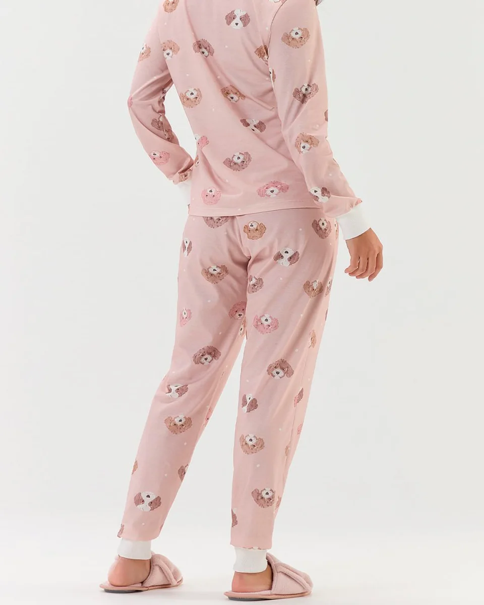 Cor com amor pijama feminino manga longa com calca 2011327 — ROSA (foto 2)