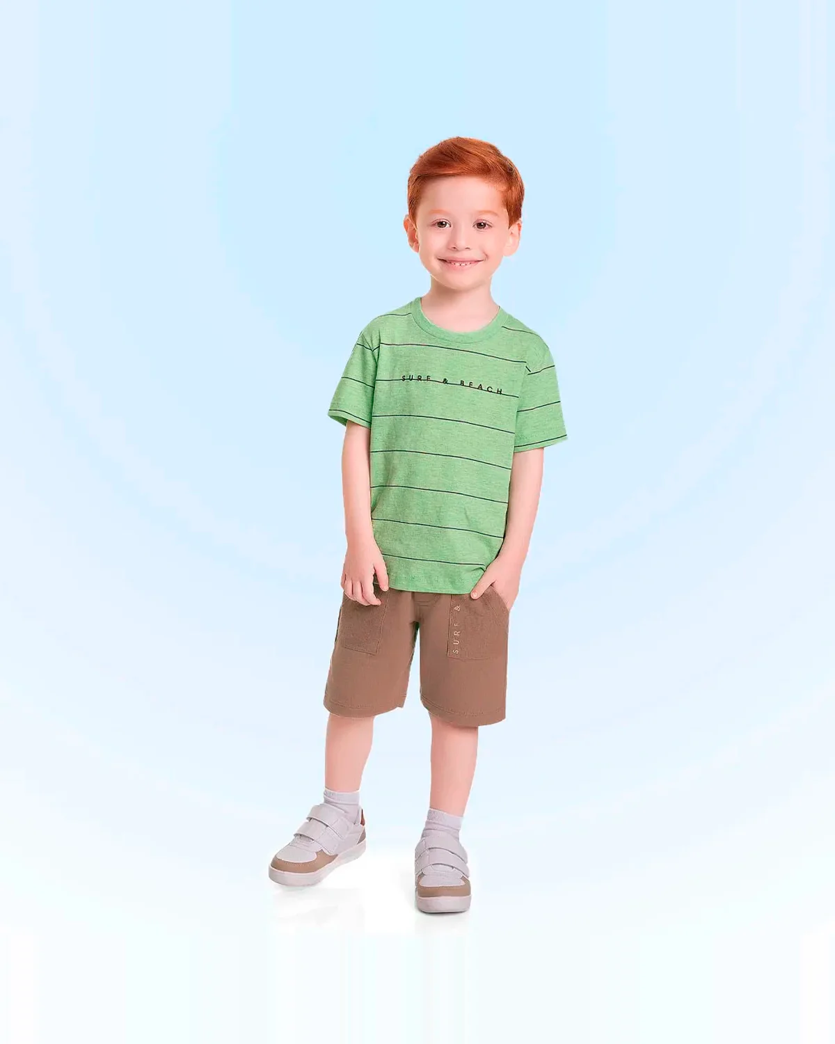 Fakini conjunto camiseta e bermuda em malha masculino 10.24.02444 — VERDE/DOCE DE LEITE (foto 1)
