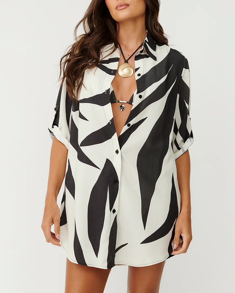 Belles beachwear chemise curta reflexo — ESTAMPADO (foto 1)