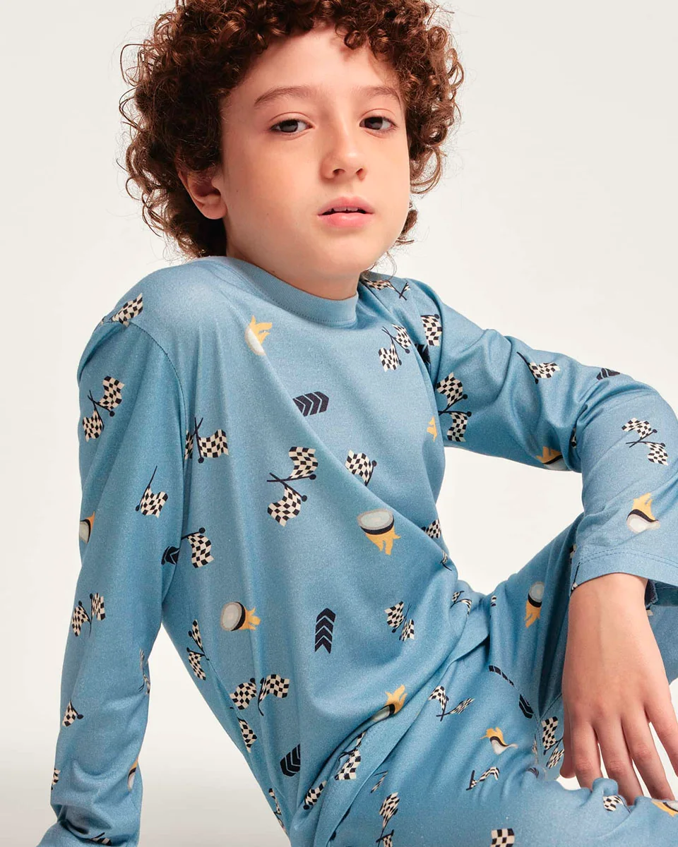 Hering kids pijama manga longa masculino infantil 56kz — AZUL (foto 2)