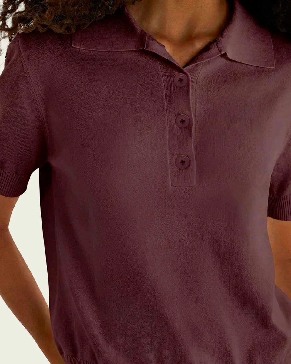 Hering polo feminina manga curta em trico leve k6tn (foto 4)