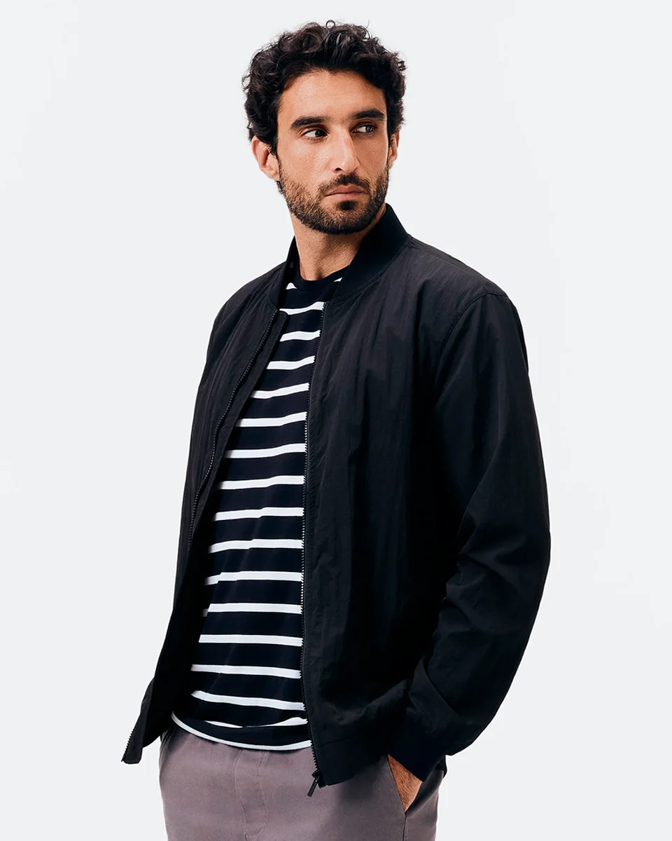 Hering jaqueta masculina bomber em nylon lz7u — PRETO (foto 1)