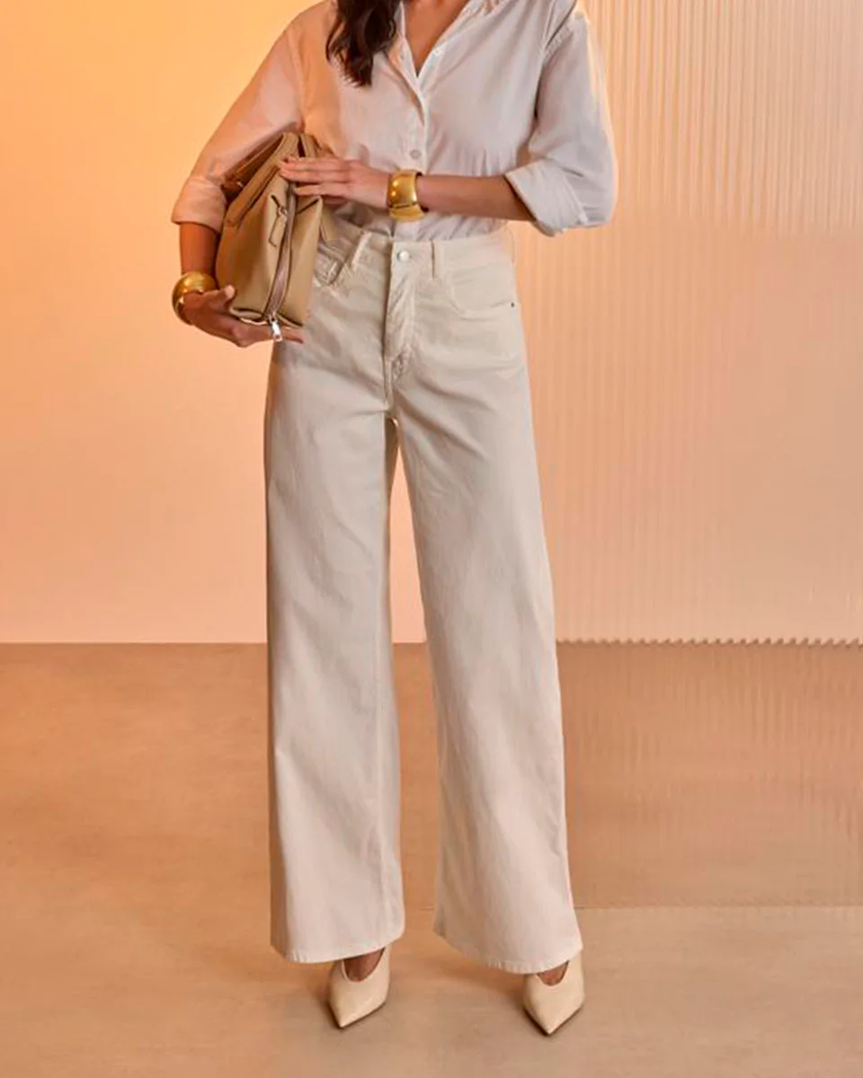 Lunender calca sarja com elastano j6792 — OFF WHITE (foto 1)