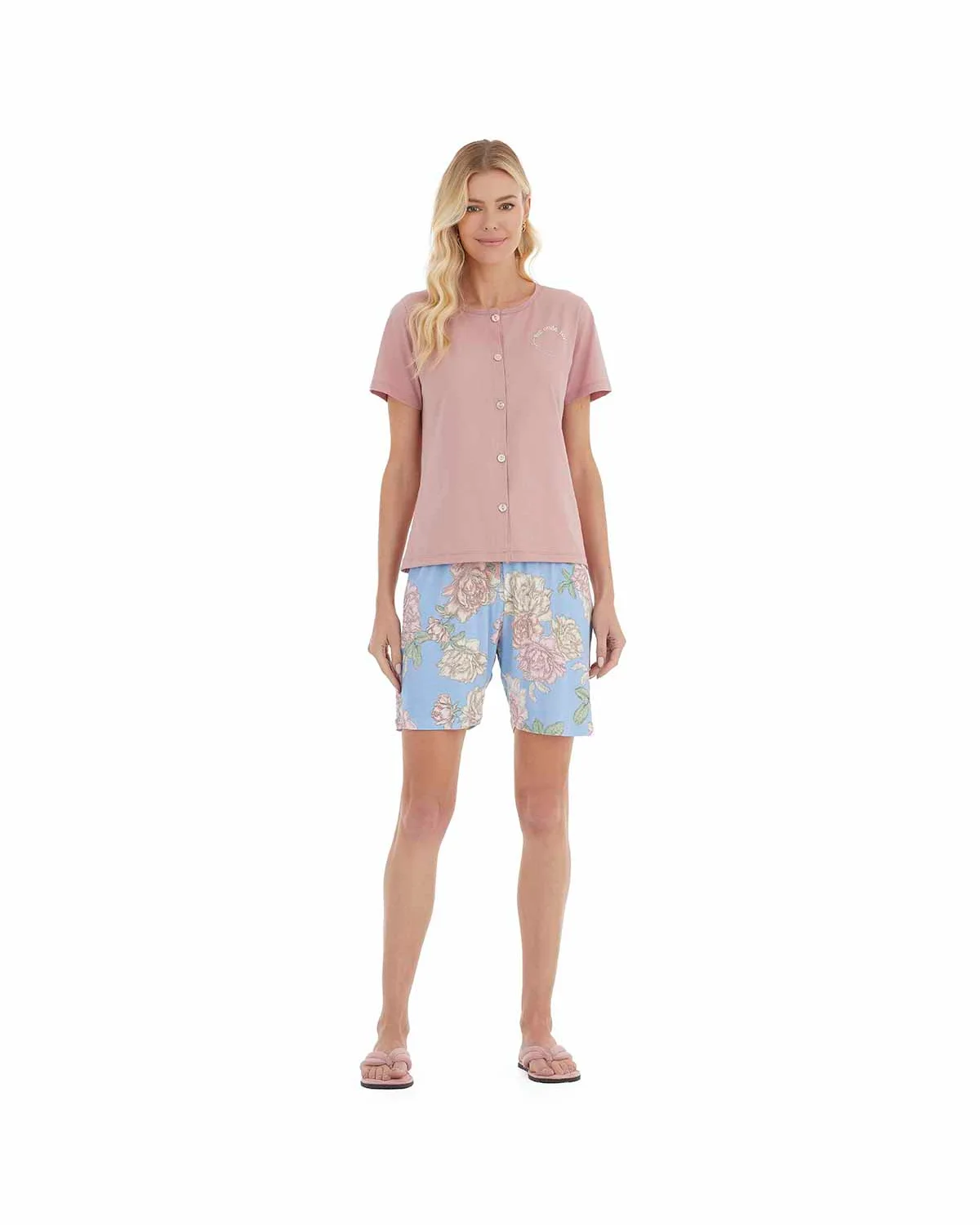 Sensare floral bermudoll feminino adulto 13467 — ROSE/ESTAMPADO (foto 1)