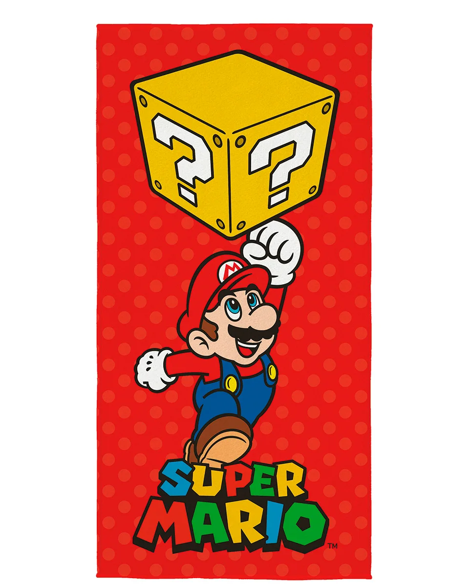 Lepper toalha aveludada estampada infantil — SUPER MARIO VERMELHO (foto 1)