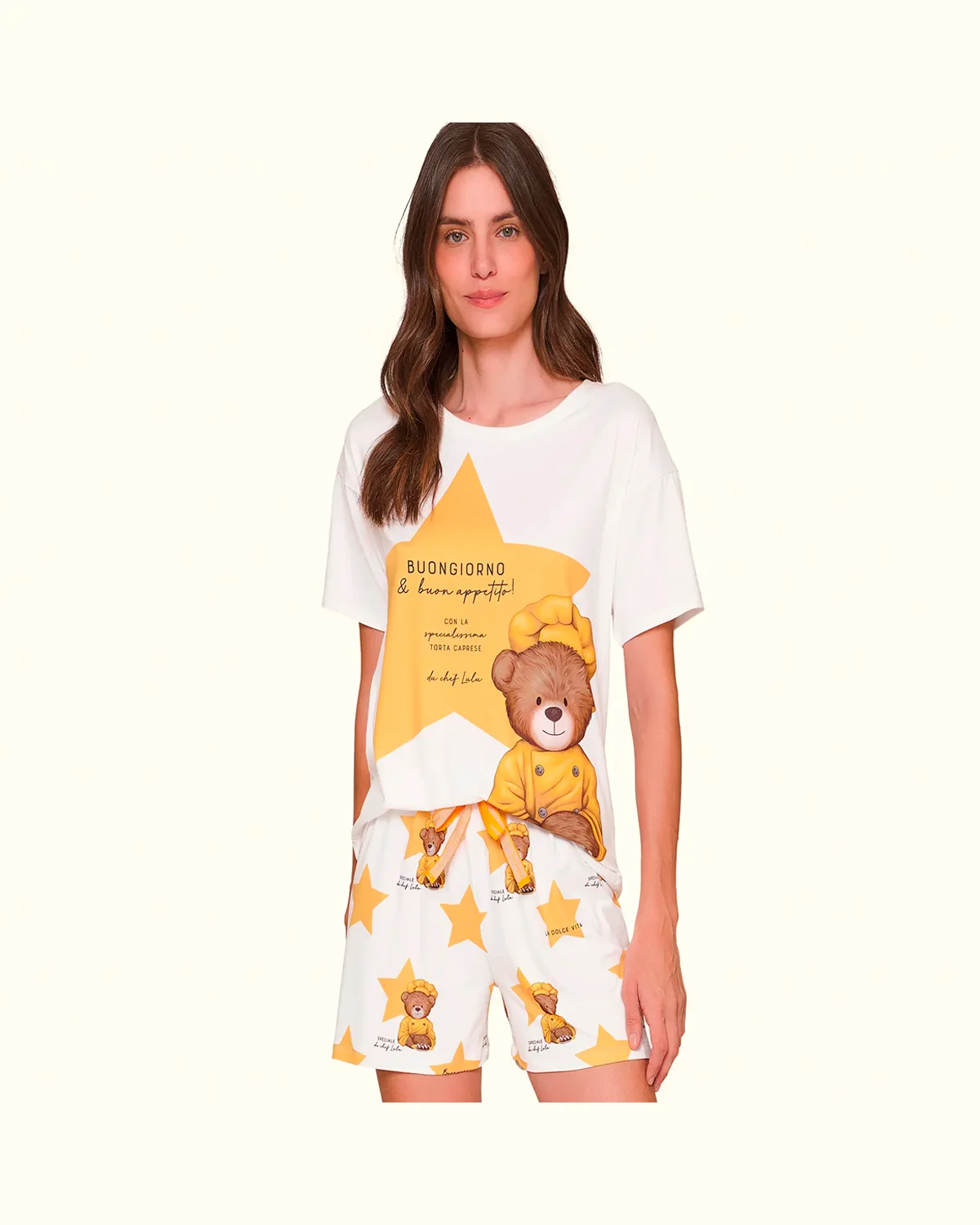 Lua luá pijama curto speciale du chef — OFF WHITE/AMARELO (foto 1)