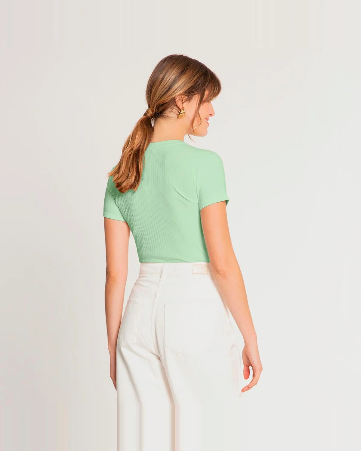 Lunender blusa malha canelado tracy 00390 — VERDE ACACIA (foto 2)