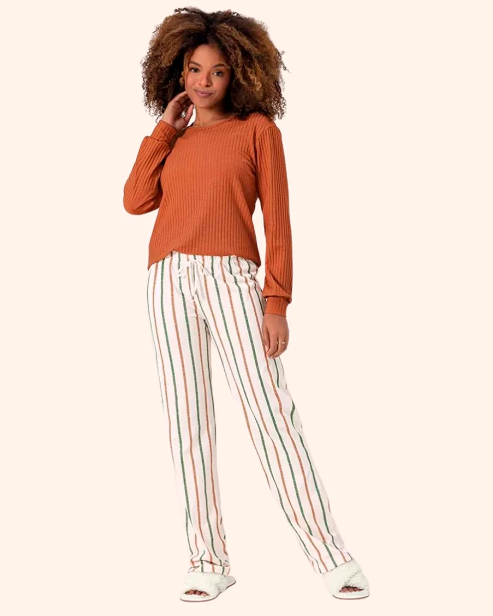 Lua encantada pijama longo fem adulto — CARAMELO (foto 1)