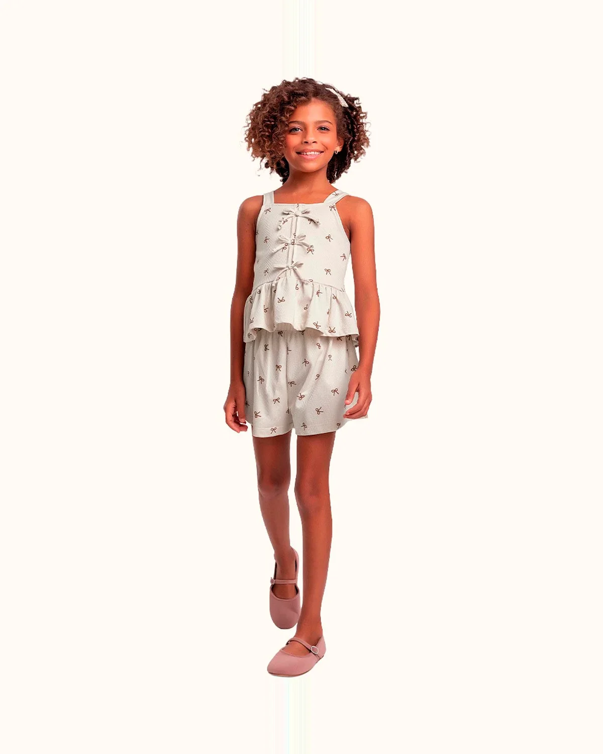 Fakini conjunto infantil blusa e short em malha feminino (foto 3)